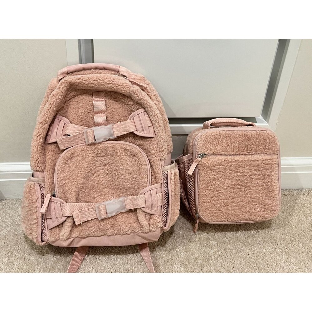 NWOT Pottery Barn Kids Mackenzie Blush Pink Sherpa‎ Small Backpack & Lunch Box